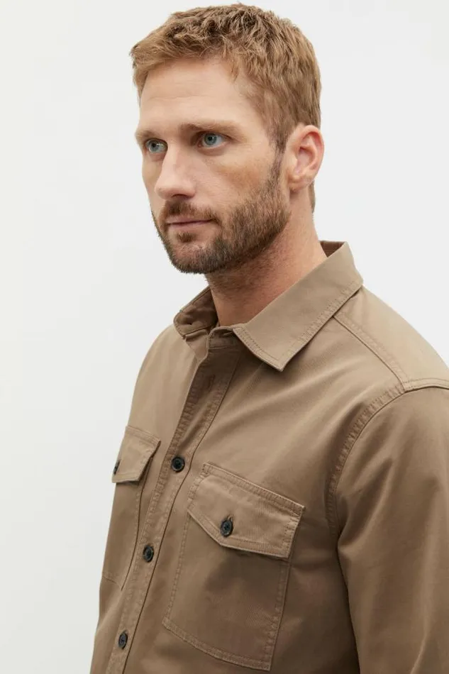 Men Jackets and Vests Seed Heritage Utility Overshirt Dark Nougat