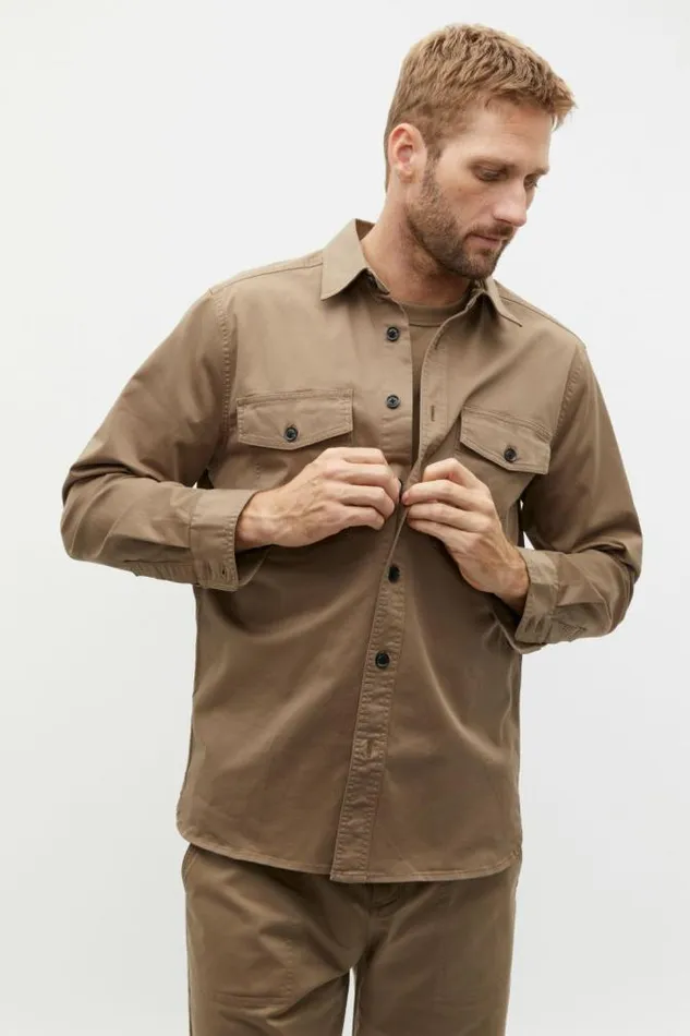 Men Jackets and Vests Seed Heritage Utility Overshirt Dark Nougat