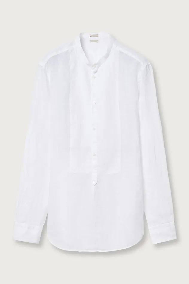 Men KOS 8211 Linen Canvas Shirt 8211 Bianco Massimo Alba Shirts