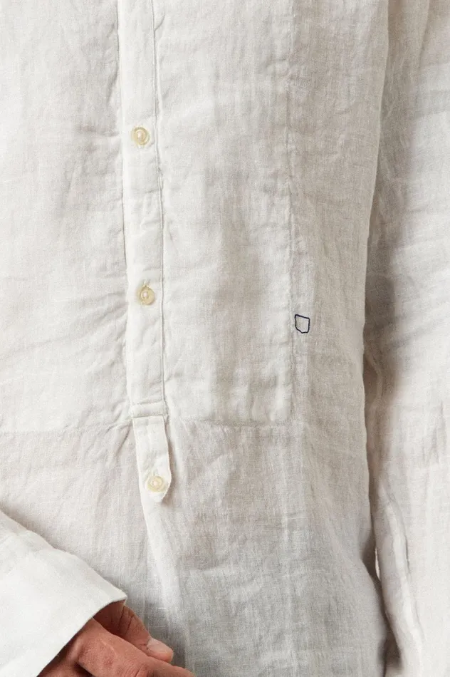 Men KOS 8211 Linen Canvas Shirt 8211 Bianco Massimo Alba Shirts