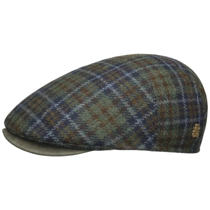 Men Marzio Check Zechbauer Flat Cap Blue Mayser Flat Caps