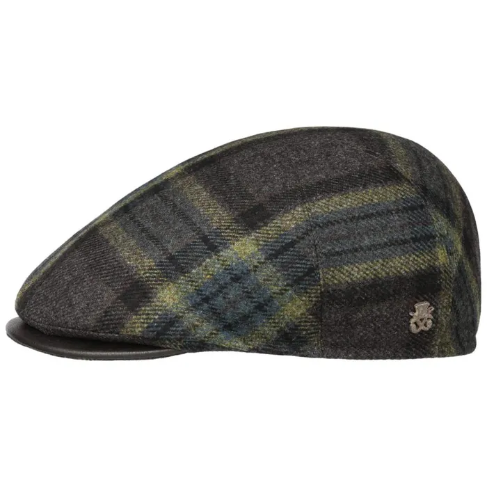 Men Marzio Wool Check Flat Cap Zechbauer Taupe Mayser Flat Caps