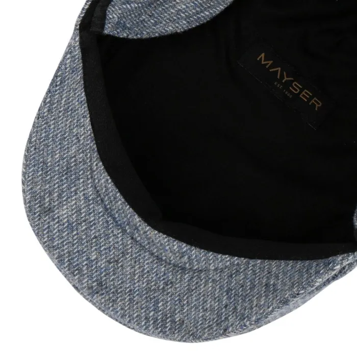 Men Merlino Check Flat Cap With Ear Flaps Grayblue Mayser Flat Caps