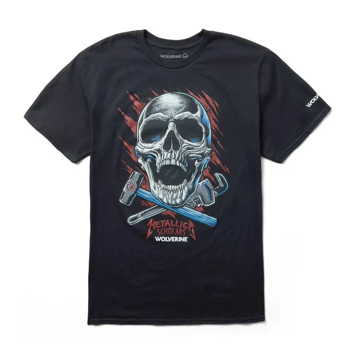 Men Metallica Scholars Collection Short Sleeve Graphic Tee Black Wolverine TShirts