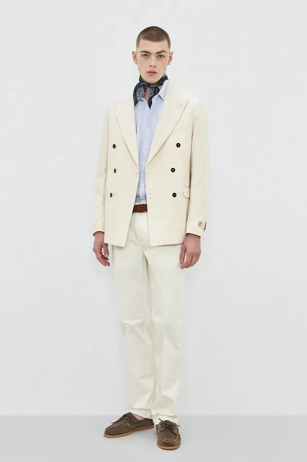 Men MONSTER 8211 Cotton Linen Doublebreasted Jacket 8211 Panna Massimo Alba Jackets and Coats Men MONSTER 8211 Cotton Linen Doublebreasted Jacket 8211 Panna Massimo Alba Jackets and Coats