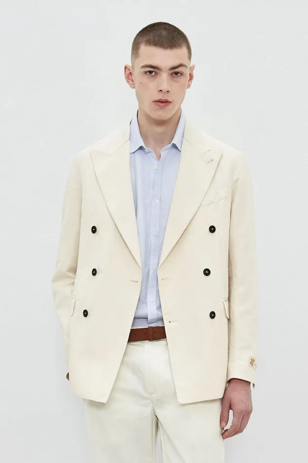 Men MONSTER 8211 Cotton Linen Doublebreasted Jacket 8211 Panna Massimo Alba Jackets and Coats Men MONSTER 8211 Cotton Linen Doublebreasted Jacket 8211 Panna Massimo Alba Jackets and Coats