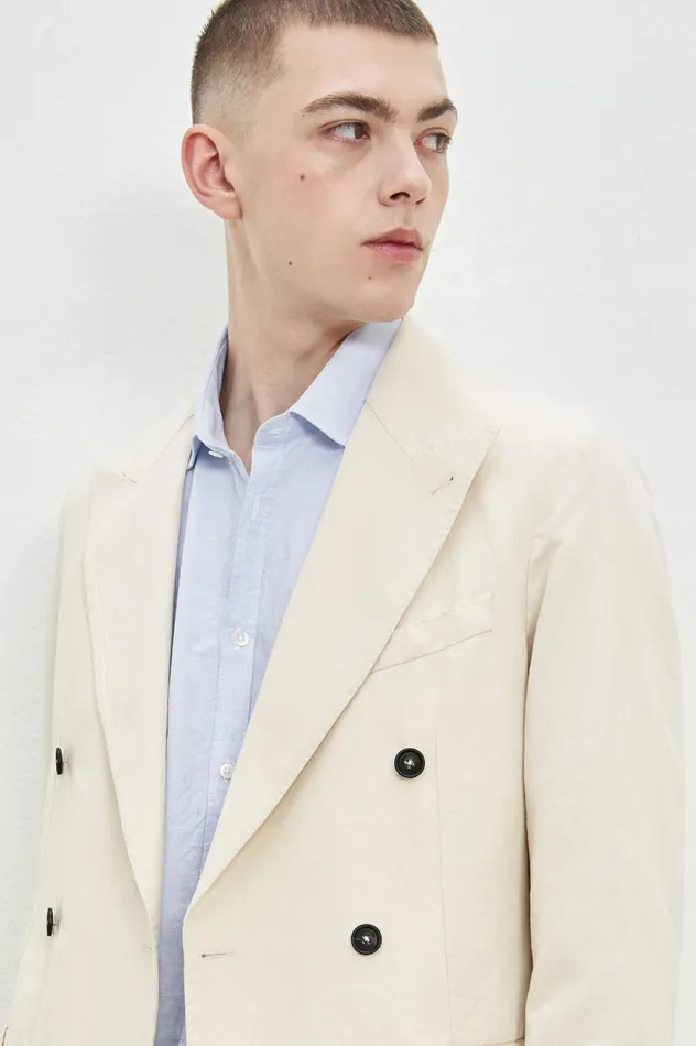 Men MONSTER 8211 Cotton Linen Doublebreasted Jacket 8211 Panna Massimo Alba Jackets and Coats Men MONSTER 8211 Cotton Linen Doublebreasted Jacket 8211 Panna Massimo Alba Jackets and Coats
