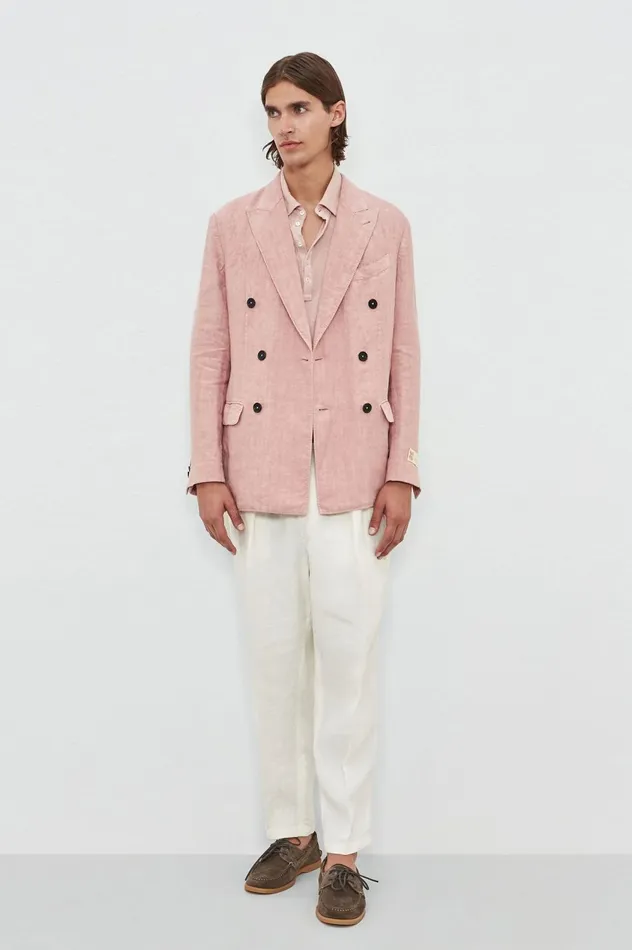 Men MONSTER 8211 Linen Doublebreasted Jacket 8211 Soft Pink Massimo Alba Jackets and Coats Men MONSTER 8211 Linen Doublebreasted Jacket 8211 Soft Pink Massimo Alba Jackets and Coats