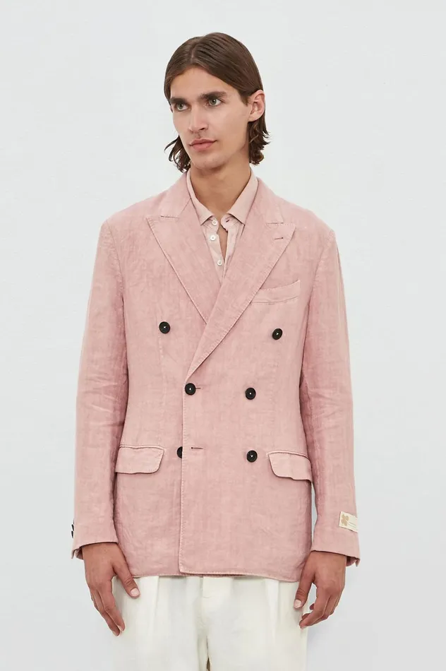 Men MONSTER 8211 Linen Doublebreasted Jacket 8211 Soft Pink Massimo Alba Jackets and Coats Men MONSTER 8211 Linen Doublebreasted Jacket 8211 Soft Pink Massimo Alba Jackets and Coats