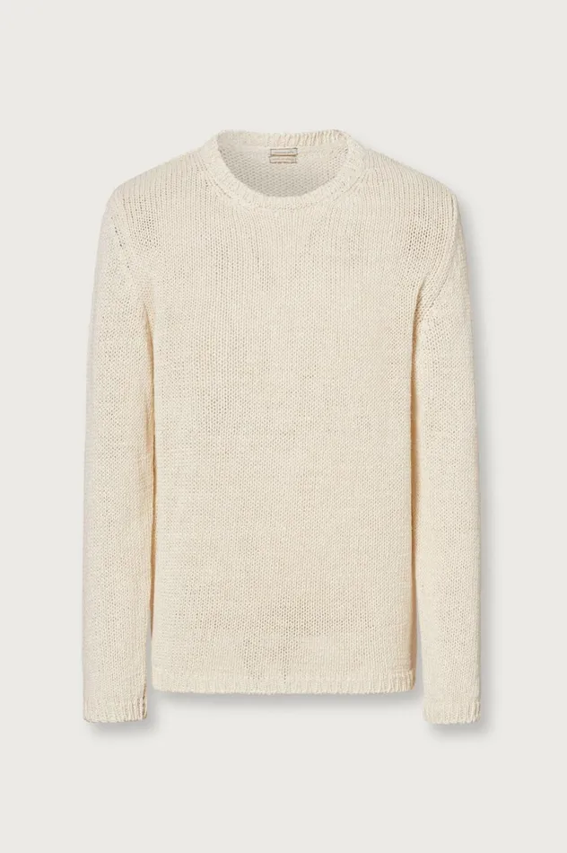 Men NICOLAS 8211 Linen Silk Sweater 8211 Latte Massimo Alba Knitwear