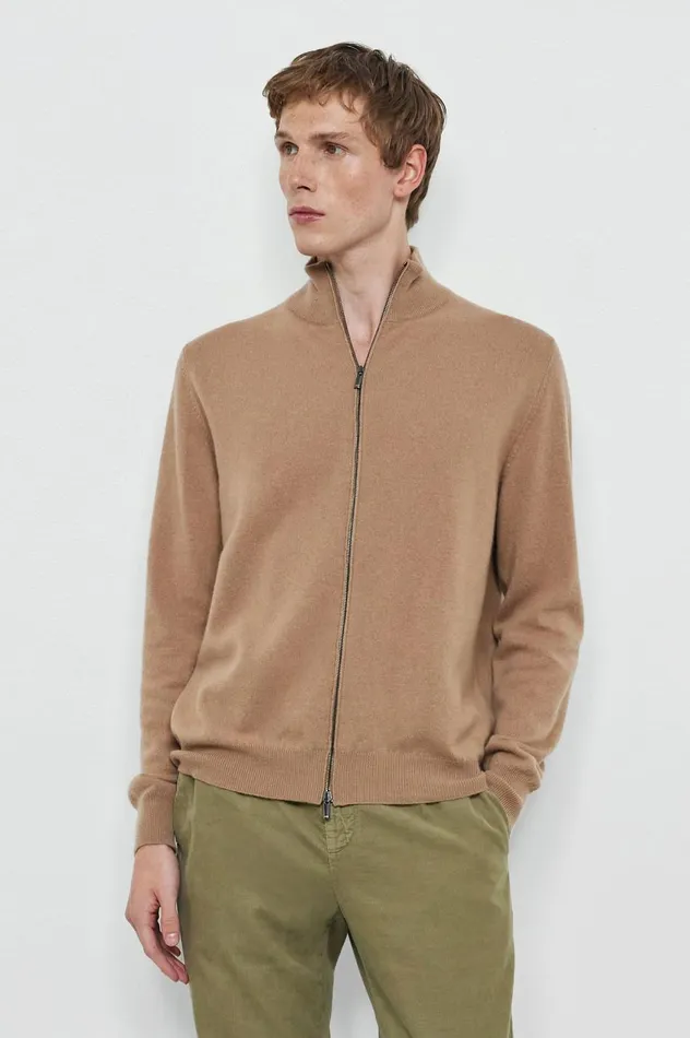 Men NOEL 8211 Cashmere Bomber 8211 Avana Massimo Alba Knitwear