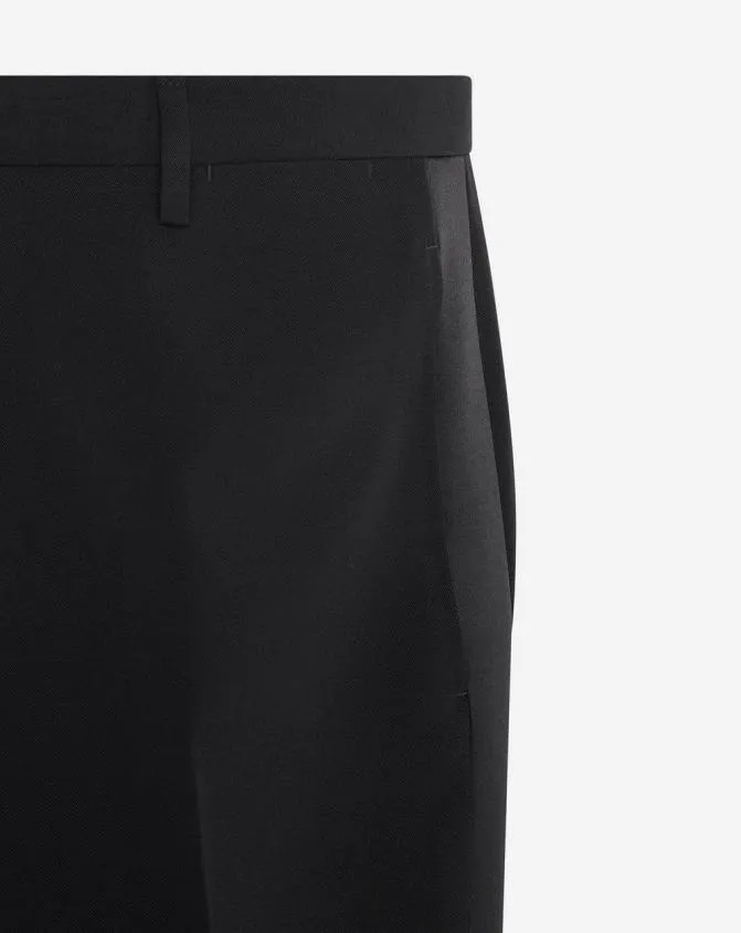 Men Pants and Shorts Lanvin Cigarette Trousers With Satin Side Bands Black
