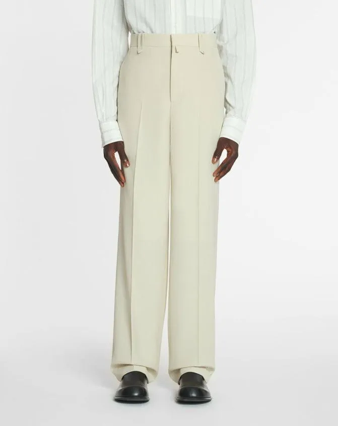 Men Pants and Shorts Lanvin Loose Fit WoolBlend Pants Mastic Men Pants and Shorts Lanvin Loose Fit WoolBlend Pants Mastic