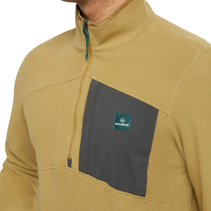 Men Polar Fleece 14 Zip Cobblestone Wolverine Hoodies and Pullovers