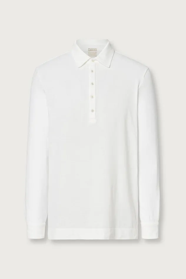 Men RAYA 8211 Cotton Jersey Long Sleeve Polo Shirt 8211 Bianco Massimo Alba TShirts and Polos Men RAYA 8211 Cotton Jersey Long Sleeve Polo Shirt 8211 Bianco Massimo Alba TShirts and Polos