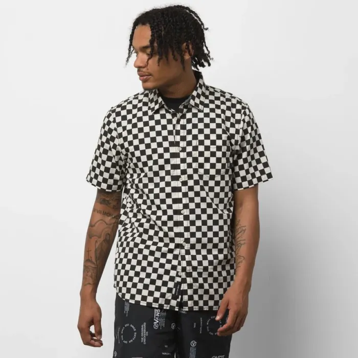 Men Shirts and Flannels Vans Cypress Checker Buttondown Shirt BlackWhitecaps Men Shirts and Flannels Vans Cypress Checker Buttondown Shirt BlackWhitecaps