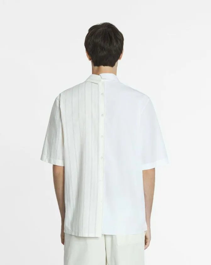 Men Shirts Lanvin Printed Asymmetric Shirt Whiteblack Men Shirts Lanvin Printed Asymmetric Shirt Whiteblack