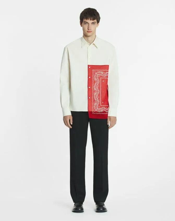 Men Shirts Lanvin Straight Bandana Shirt Off White Men Shirts Lanvin Straight Bandana Shirt Off White
