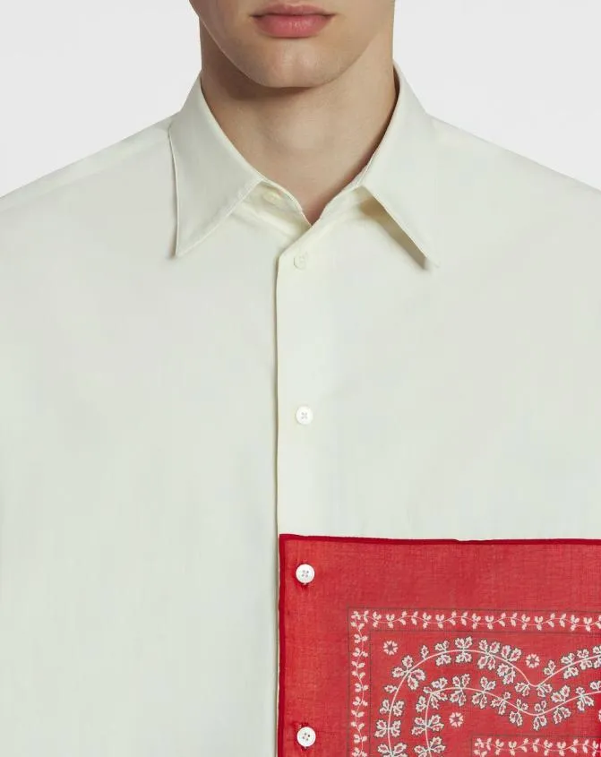 Men Shirts Lanvin Straight Bandana Shirt Off White Men Shirts Lanvin Straight Bandana Shirt Off White