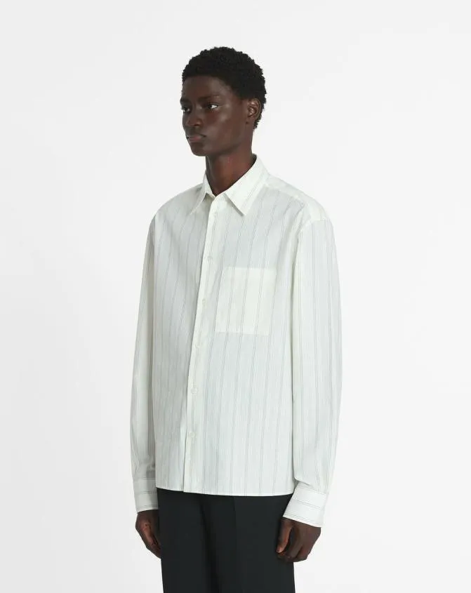 Men Shirts Lanvin Straight Cotton Shirt Whiteblack Men Shirts Lanvin Straight Cotton Shirt Whiteblack