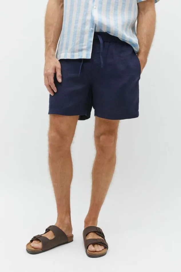 Men Shorts Seed Heritage Linen Short Midnight Blue