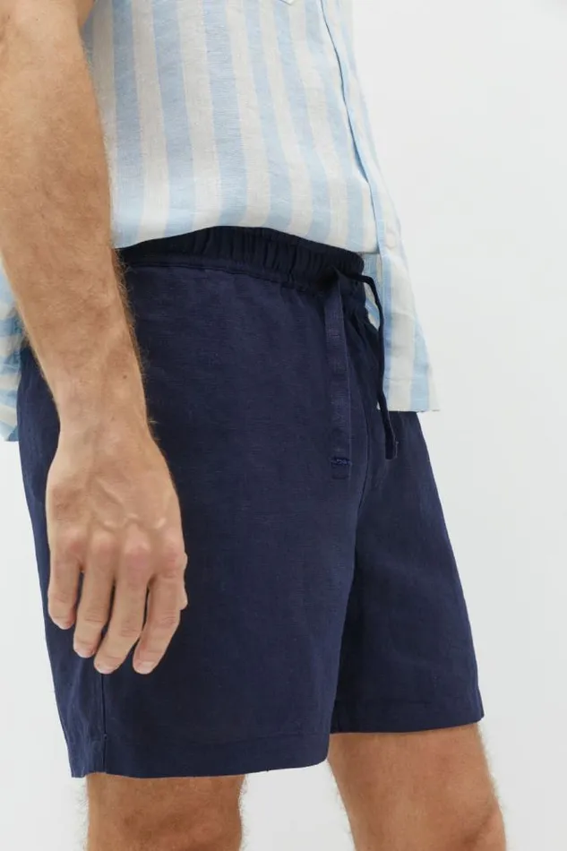 Men Shorts Seed Heritage Linen Short Midnight Blue