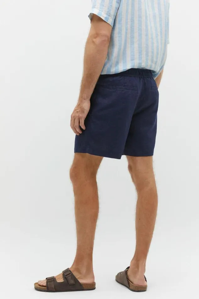 Men Shorts Seed Heritage Linen Short Midnight Blue