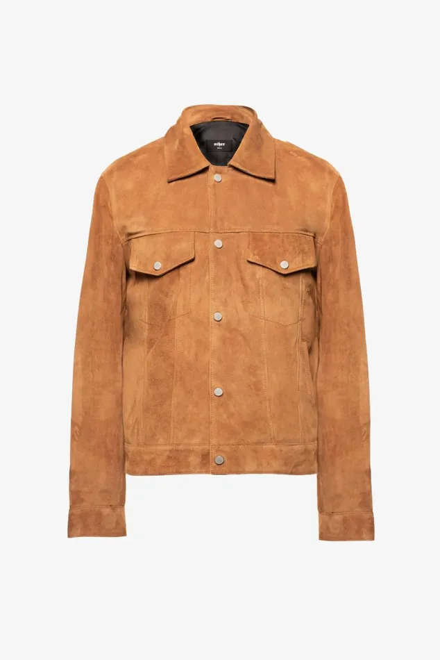 Men Suede Trucker Jacket Tobacco Suede OTHER LEATHER JACKETS