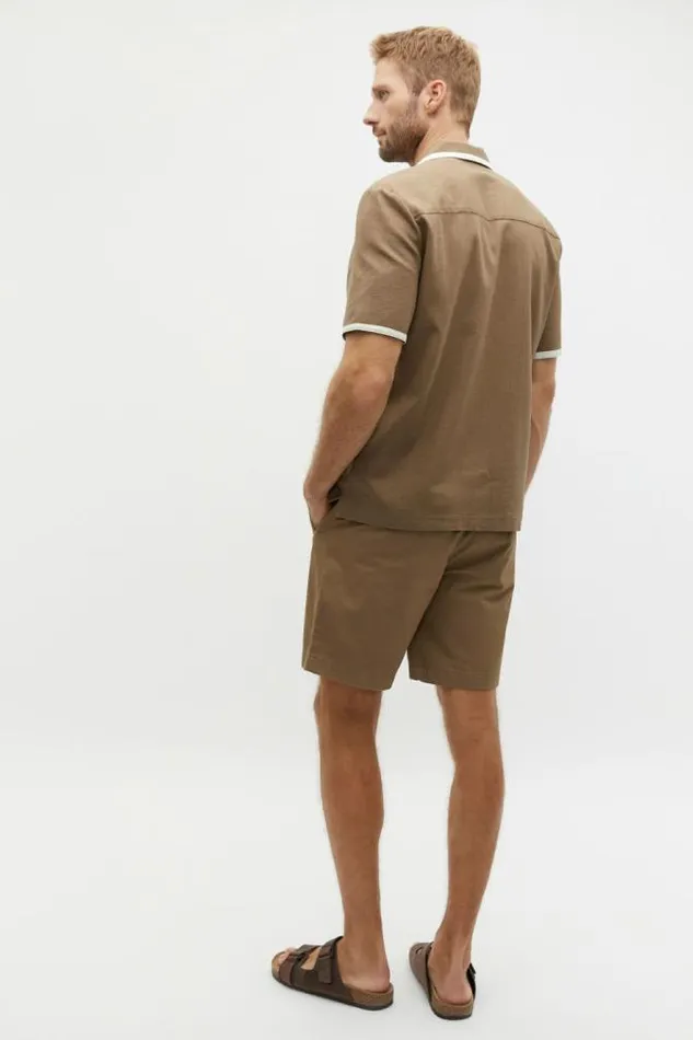 Men TShirts and Sweaters Seed Heritage Contrast Detail Shirt Dark Nougat
