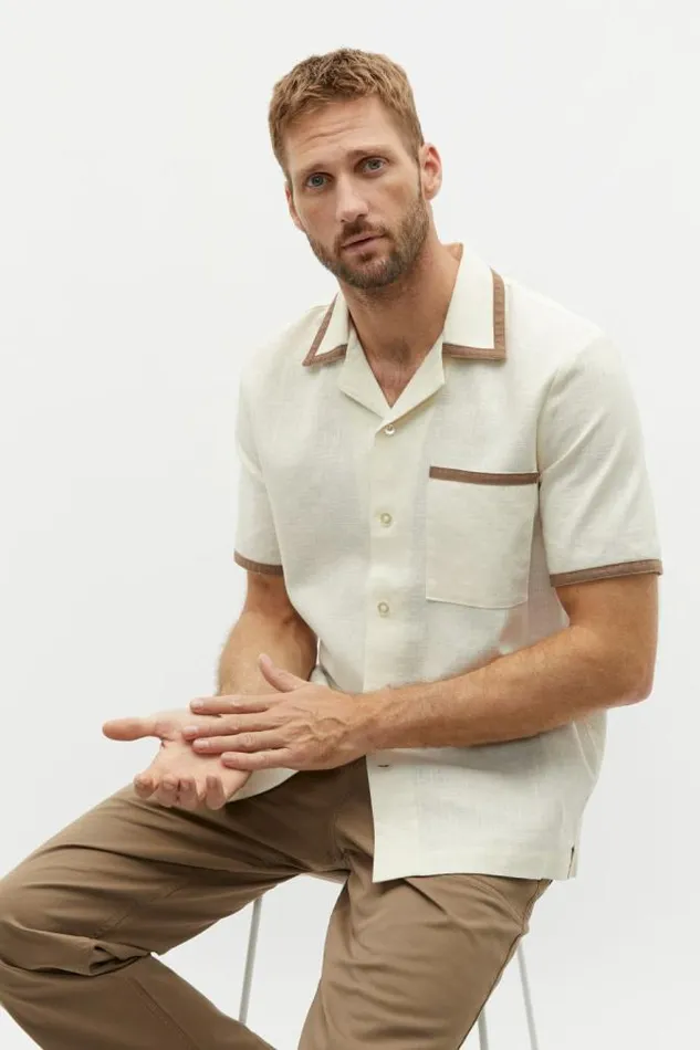 Men TShirts and Sweaters Seed Heritage Contrast Detail Shirt Ivory
