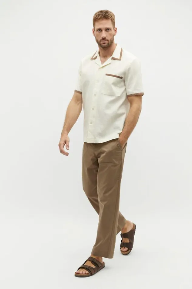 Men TShirts and Sweaters Seed Heritage Contrast Detail Shirt Ivory