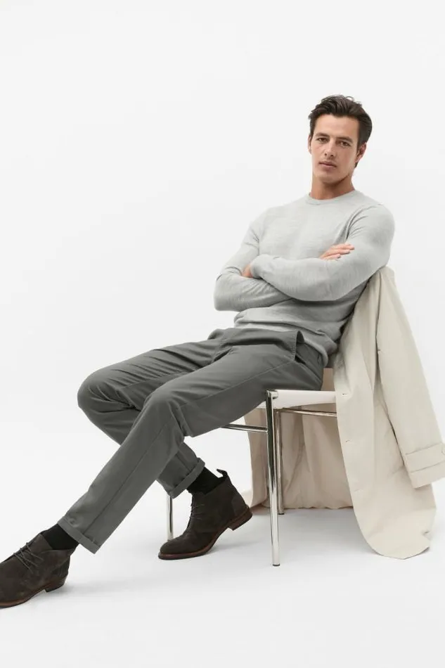 Men TShirts and Sweaters Seed Heritage Merino Wool Crewneck Silver Marle