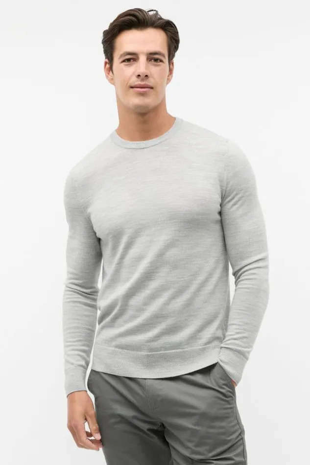 Men TShirts and Sweaters Seed Heritage Merino Wool Crewneck Silver Marle