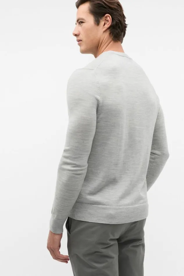 Men TShirts and Sweaters Seed Heritage Merino Wool Crewneck Silver Marle