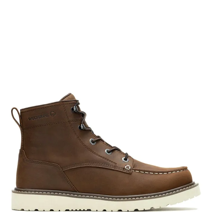 Men Trade Wedge Unlined 6034MocToe Work Boot Dark Brown Wolverine Soft Toe