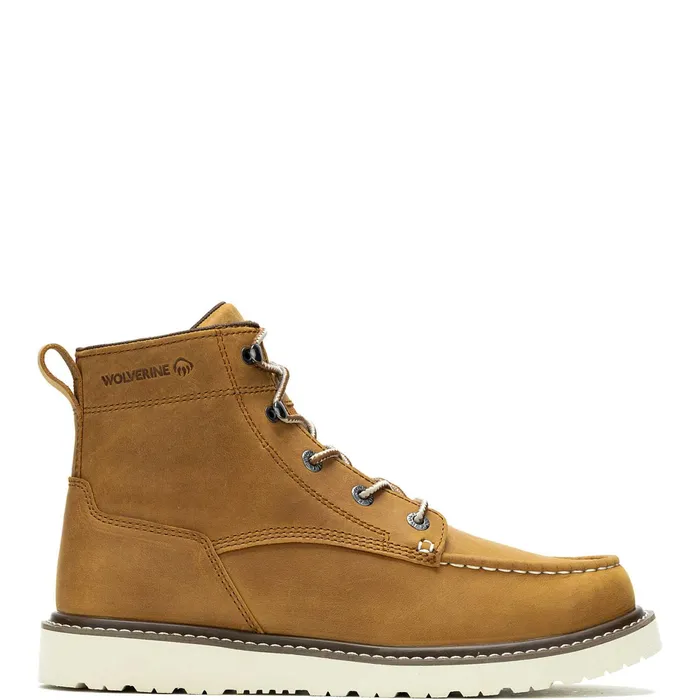 Men Trade Wedge Unlined 6034MocToe Work Boot Tan Wolverine Soft Toe