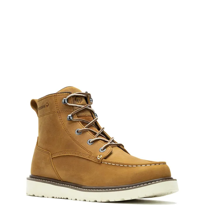 Men Trade Wedge Unlined 6034MocToe Work Boot Tan Wolverine Soft Toe