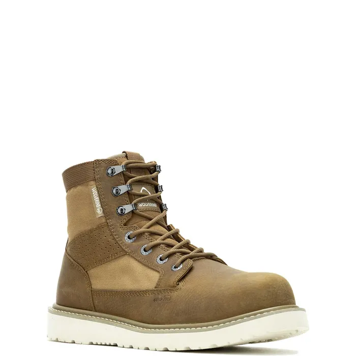 Men Trade Wedge Unlined Canvas 6034CompositeToe Work Boot Coyote Wolverine Safety Toe