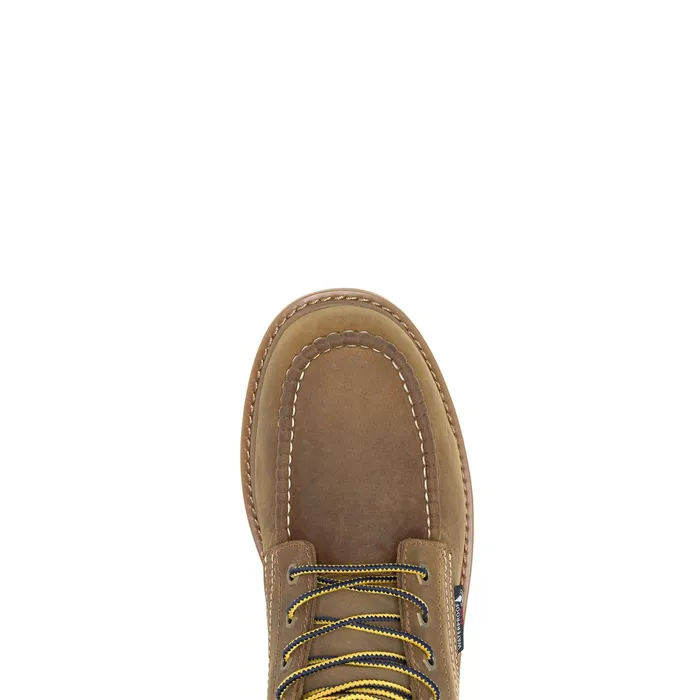 Men Wolverine X Valiant University Of Michigan Floorhand Moc Toe Work Boot Tan Wolverine Soft Toe