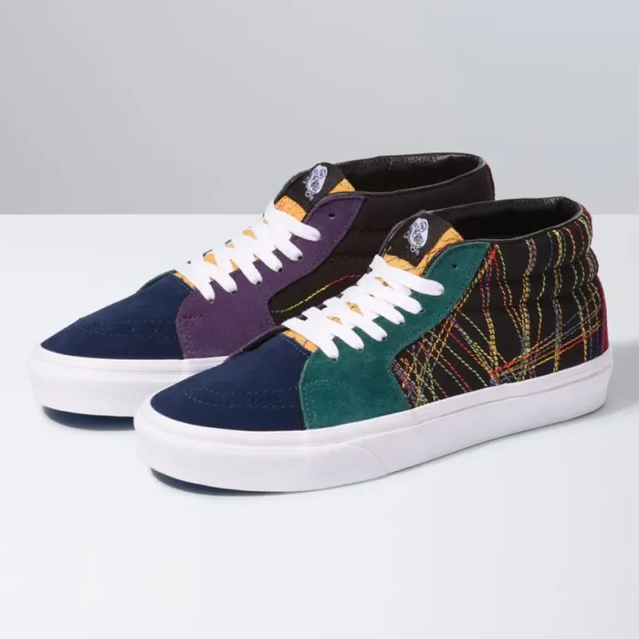 MenWomen Classics Shoes Vans Frenzy Sk8Mid Dark Rainbow