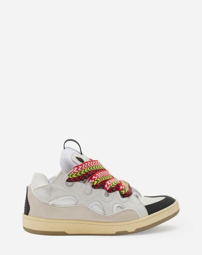 MenWomen Curb Lanvin Leather Curb Sneakers White