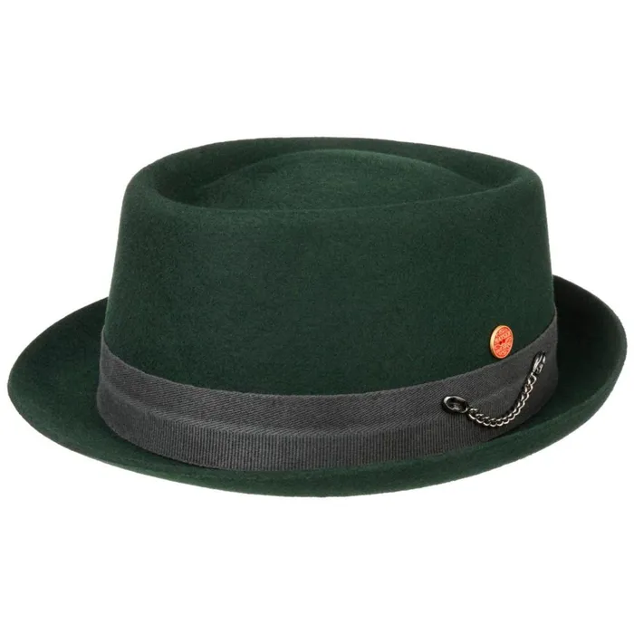 MenWomen Gareth Soft Pork Pie Wool Hat Dark Green Mayser Felt Hats