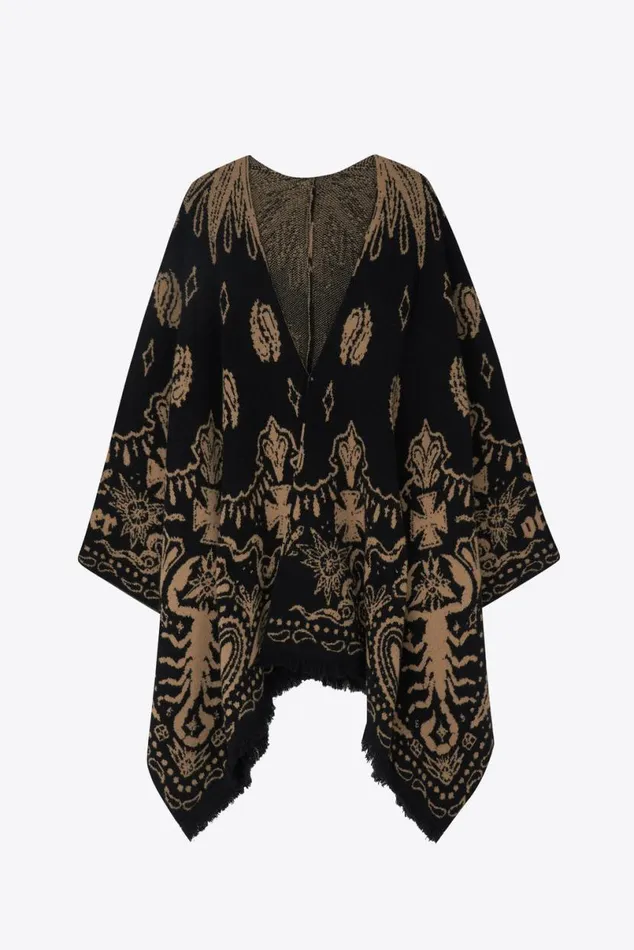MenWomen Poncho Black and Sand OTHER KNITWEAR