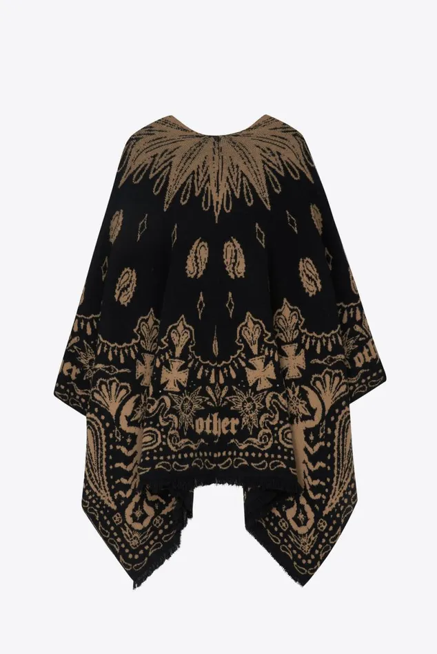 MenWomen Poncho Black and Sand OTHER KNITWEAR