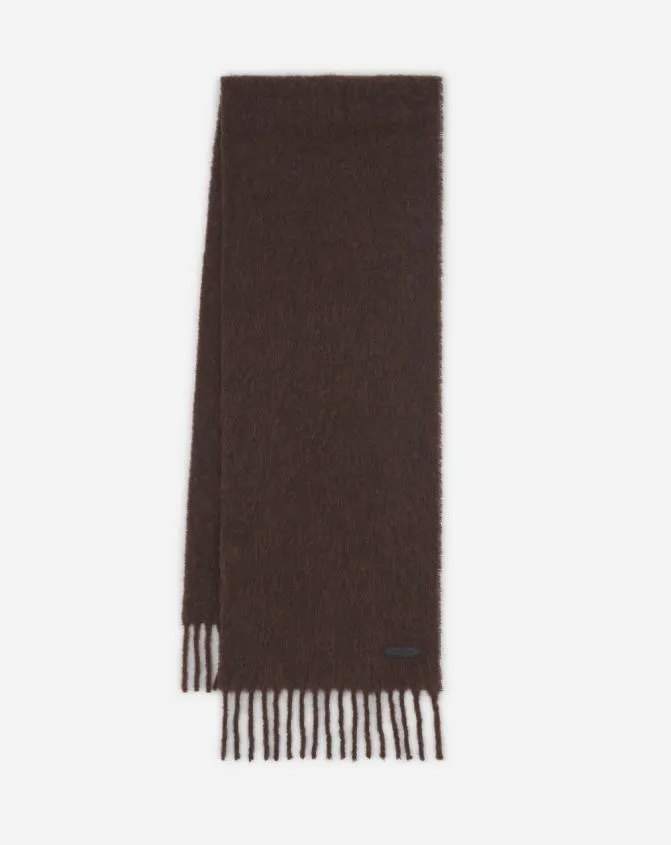 MenWomen Scarves Lanvin Fringed Scarf In Wool Dark Brown