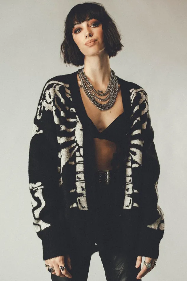 MenWomen Skeleton Knit Cardigan Black OTHER KNITWEAR