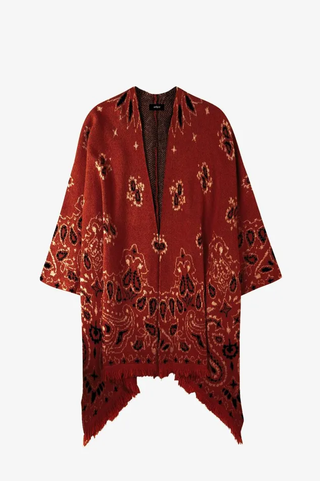 MenWomen Western Poncho Wine Paisley OTHER KNITWEAR