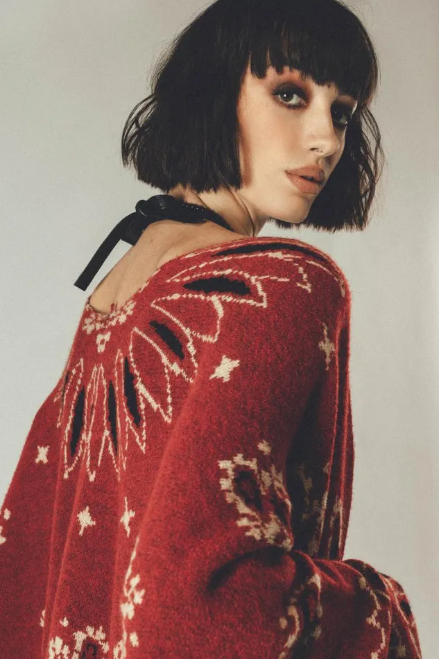 MenWomen Western Poncho Wine Paisley OTHER KNITWEAR