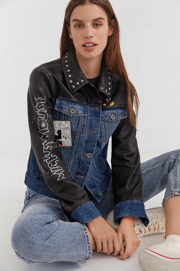 Mickey Mouse Hybrid Quilted Jacket Women Desigual Jackets