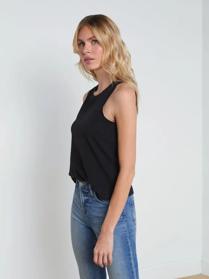 Mikaela Cotton Tank Black Women L039Agence Camisoles and Tanks Mikaela Cotton Tank Black Women L039Agence Camisoles and Tanks
